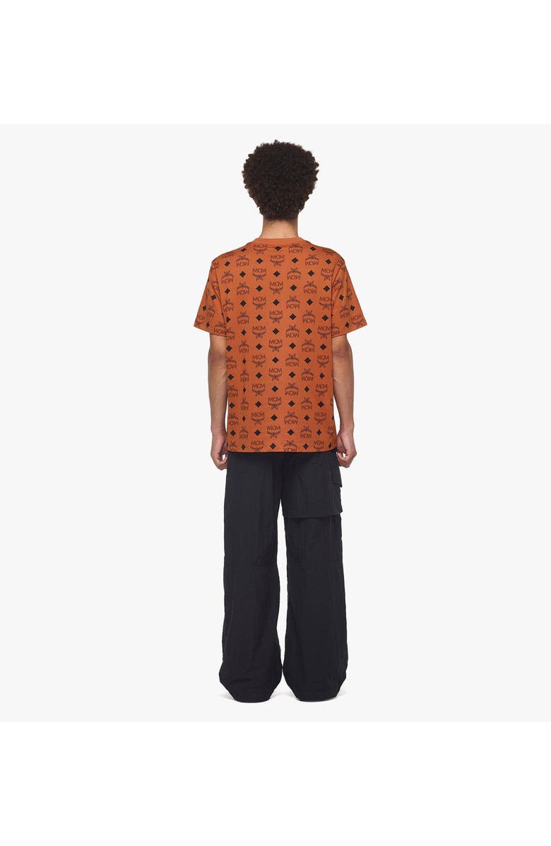 MCM Maxi Monogram Print T-Shirt in Organic Cotton, Alternate, color, Cognac