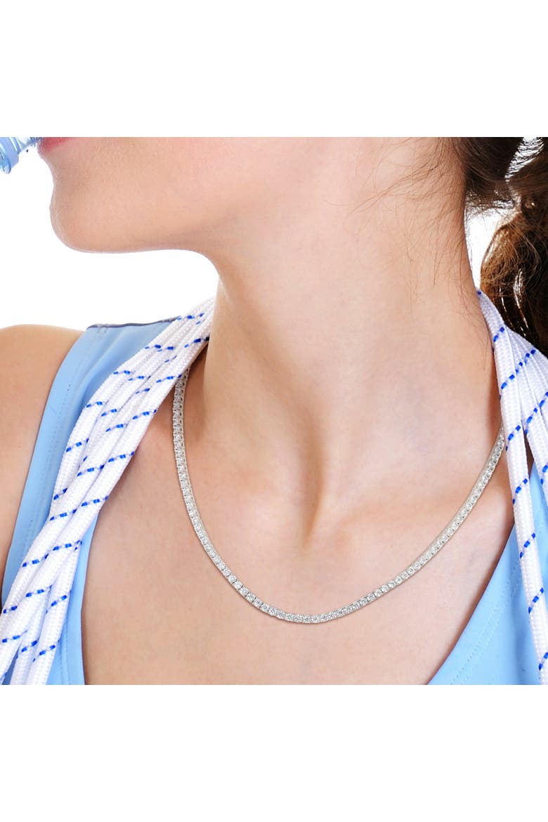 Cubic Zirconia Tennis Necklace Sterling Silver, Alternate, color, Sterling Silver