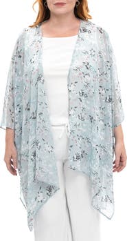 Nina Leonard Semi Sheer Open Front Topper