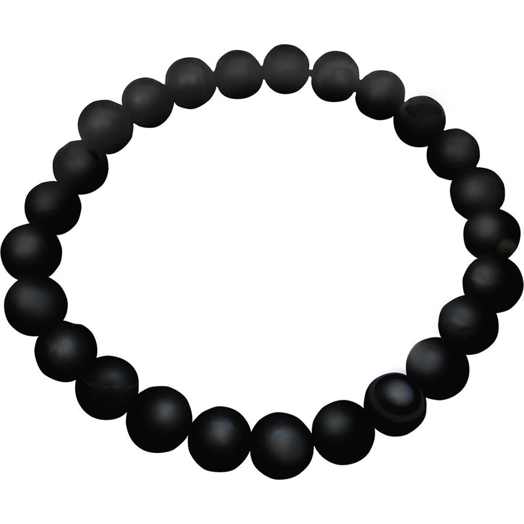 Jan Leslie 8mm Matte Black Onyx Beaded Stretch Bracelet In Black