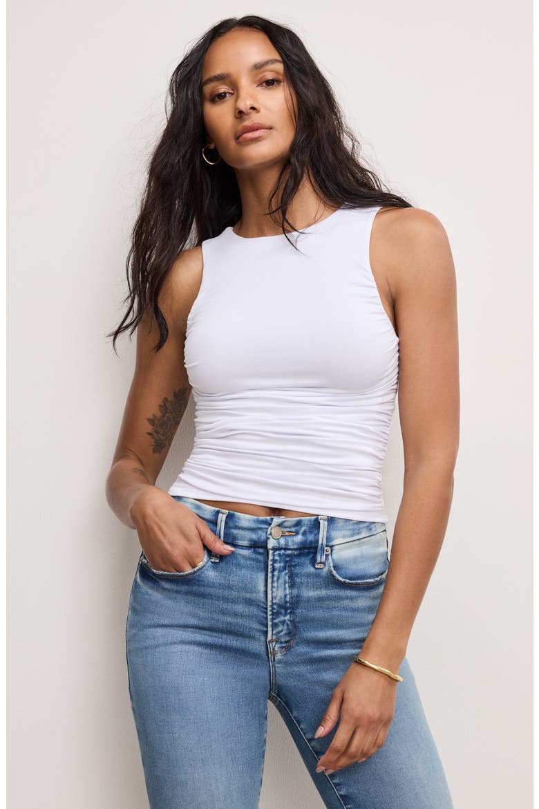Ruched Jersey Tank, Alternate, color, WHITE001