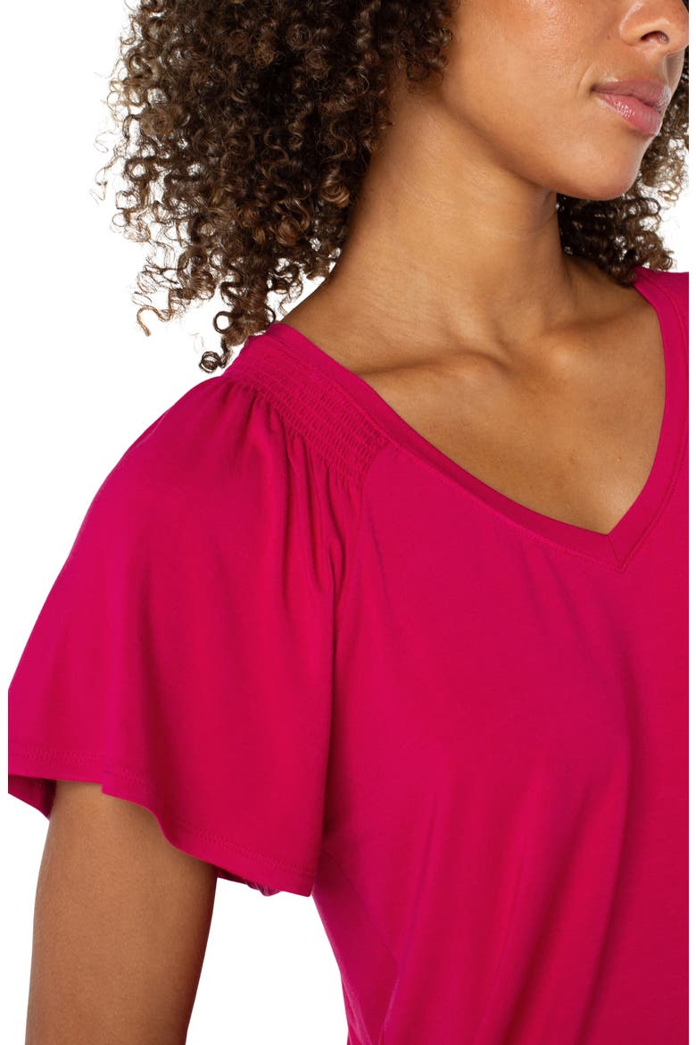 V-Neck Flutter Sleeve Jersey Top, Alternate, color, CERISE