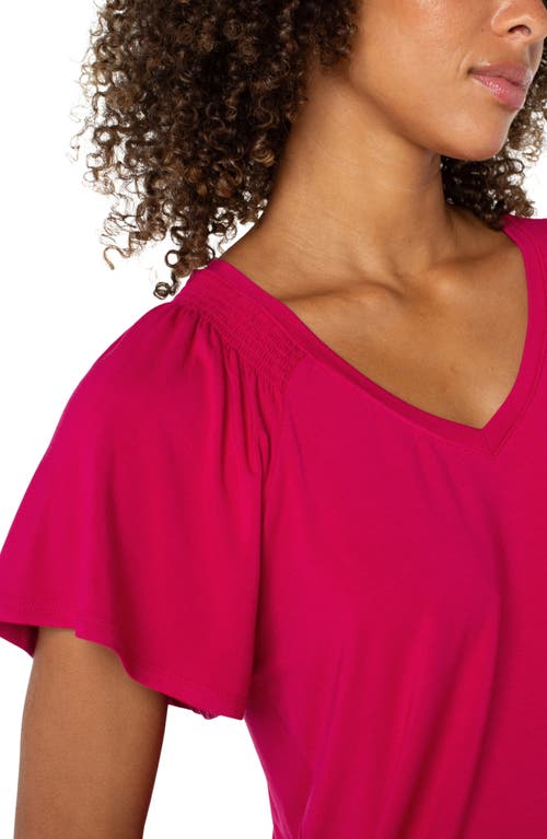 Liverpool Los Angeles V-neck Flutter Sleeve Jersey Top In Cerise