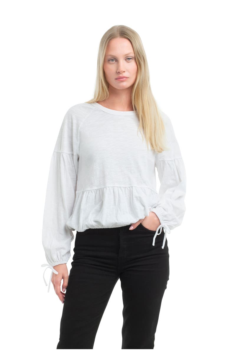 WILT Clothing Shirred Elastic Hem Tee, Alternate, color, White