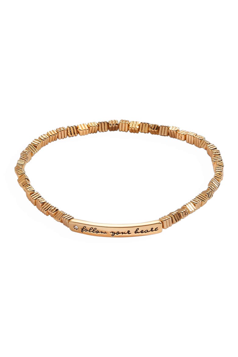 Follow Your Heart Stretch Bracelet, Main, color, Gold