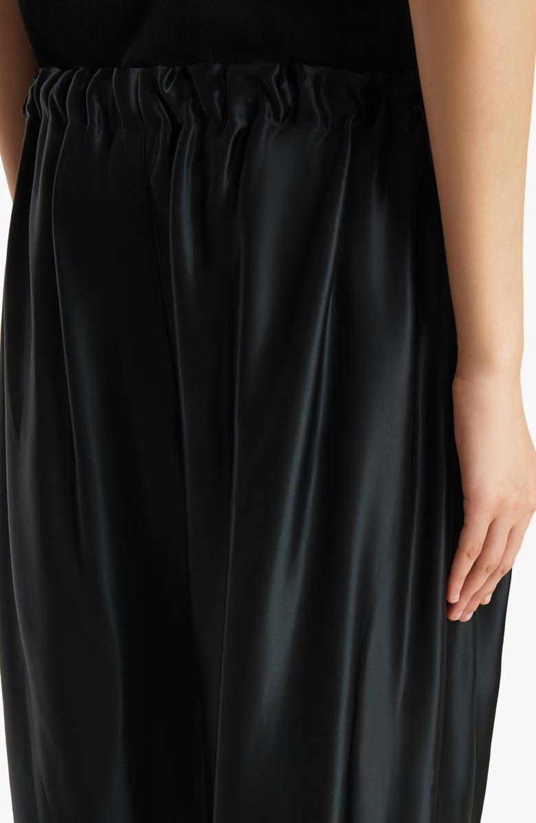 Khaite Rohen Satin Barrel Leg Drawstring Pants, Alternate, color, Black