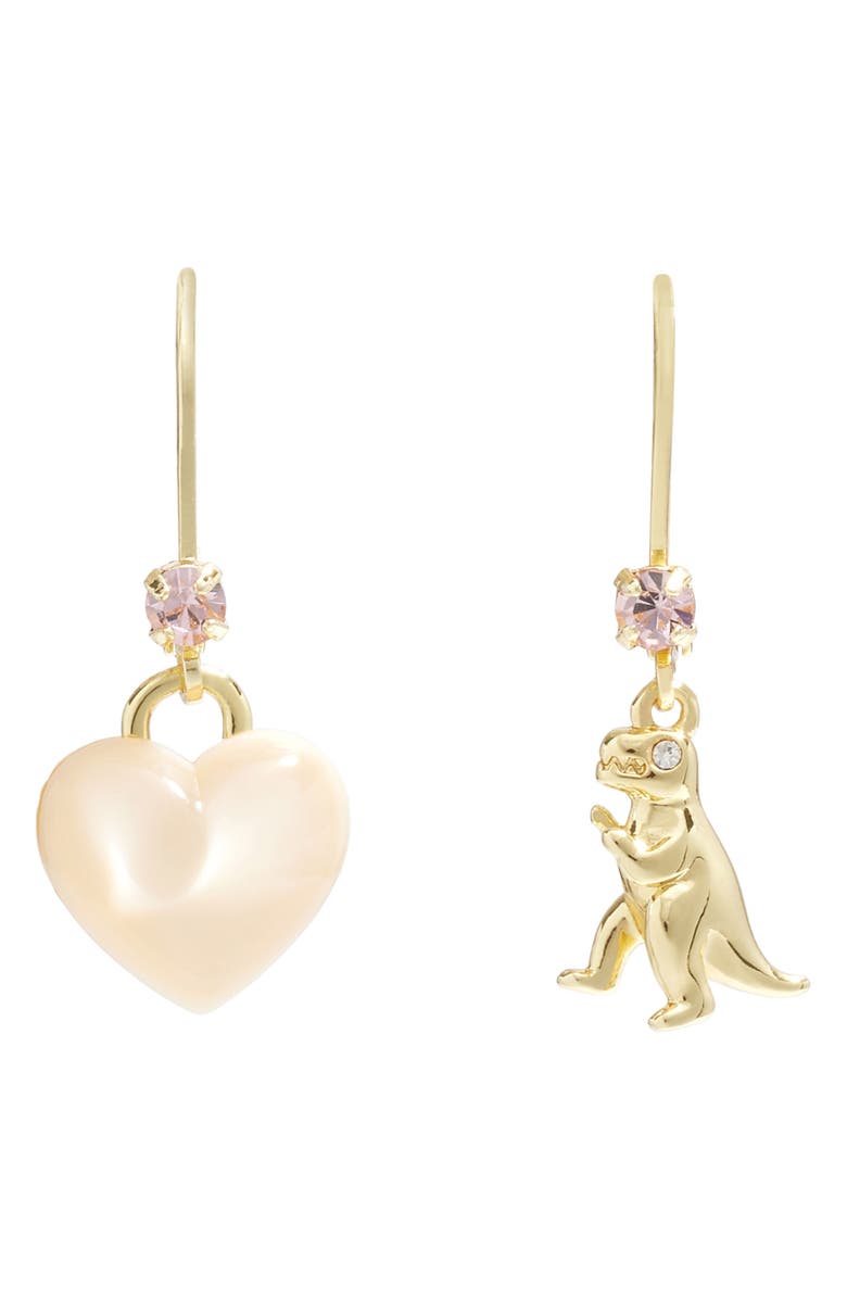COACH Heart & Dinosaur Mismatched Earrings, Main, color, 