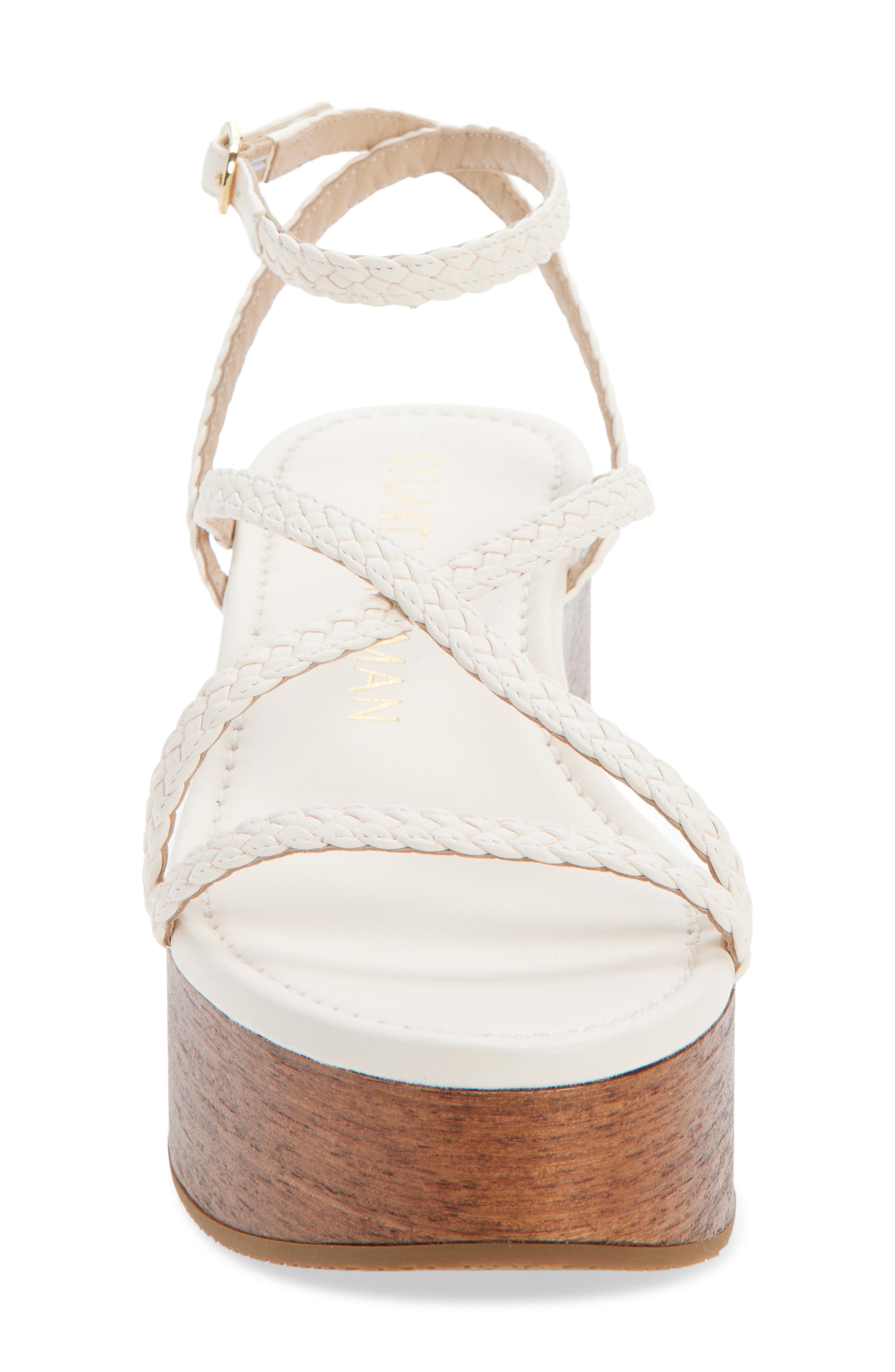 Stuart Weitzman Wovette Wedge Sandal, Alternate, color, Seashell/ Walnut