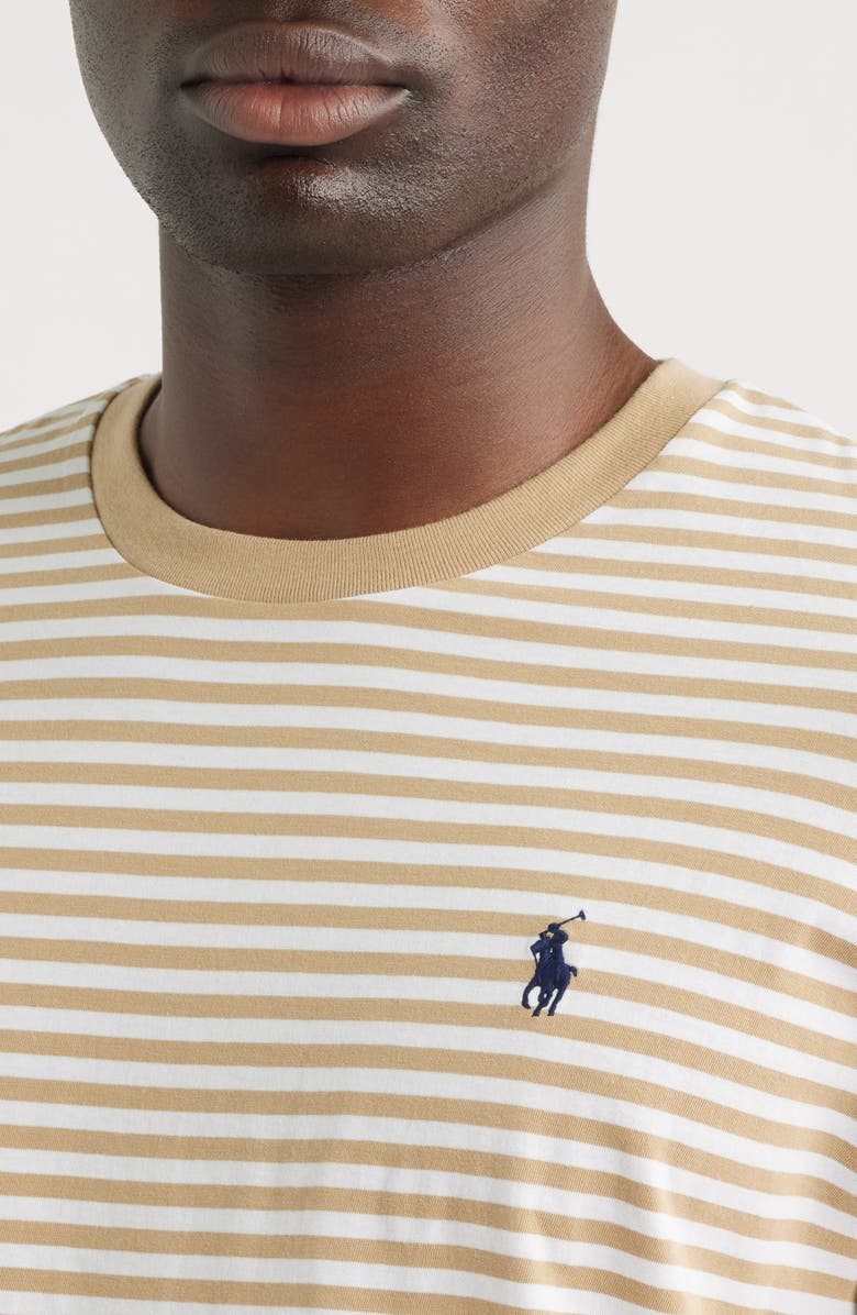 Polo Ralph Lauren Classic Fit Stripe Cotton Jersey T-Shirt, Alternate, color, Vintage Khaki/ White