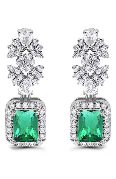 Emerald Cut Cubic Zirconia Drop Earrings