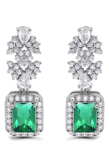 Christian Siriano Emerald Cut Cubic Zirconia Drop Earrings In Multi