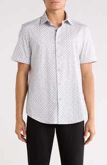 Bugatchi Pasiley Print Stretch Cotton Short Sleeve Button-Up Shirt