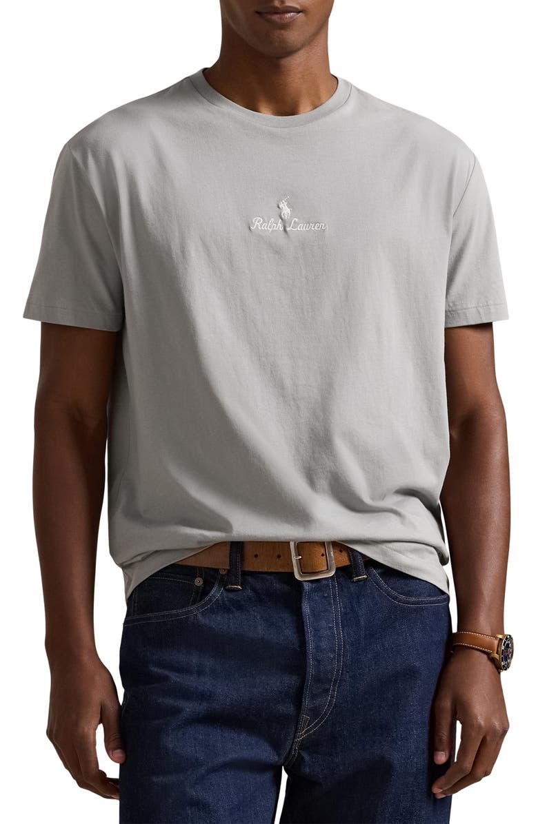 Polo Ralph Lauren Classic Fit Embroidered Logo Jersey T-Shirt, Main, color, Soft Grey