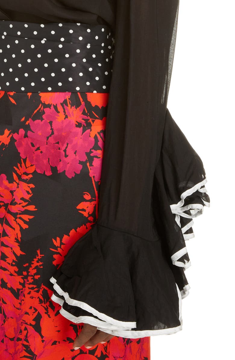 Dries Van Noten Ruffle Cuff Cotton Shirt, Alternate, color,