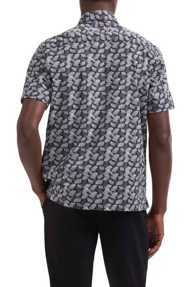 Milo OoohCotton® Leaf Print Short Sleeve Button-Up Shirt, Alternate, color, BLACK