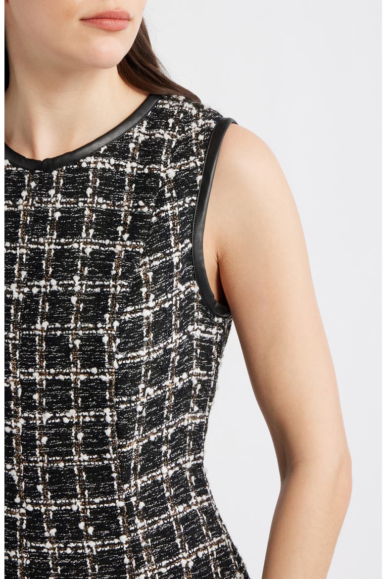Tweed Sleeveless Fit & Flare Midi Dress, Alternate, color, BLACK/ IVORY