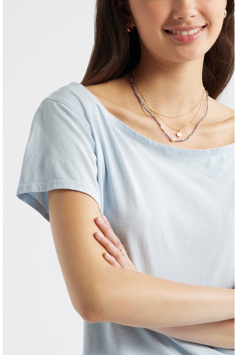 Relaxed Fit Boat Neck Cotton T-Shirt, Alternate, color, BLUE BIRD