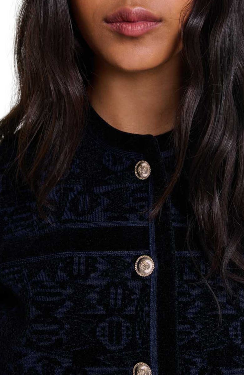 maje Velvet knit cardigan, Alternate, color,