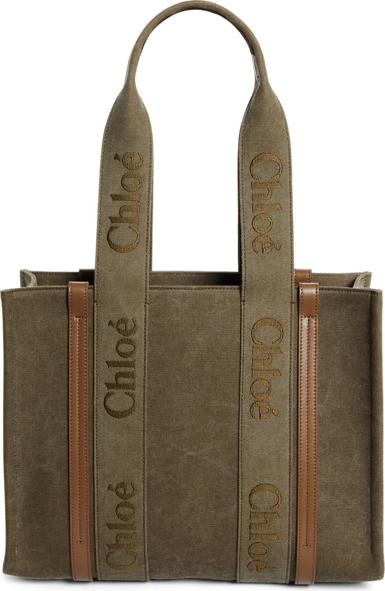Chloé Woody Linen Canvas Tote, Alternate, color,