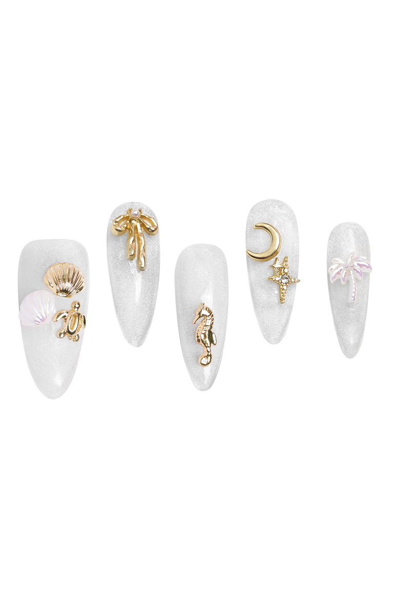 Ocean Starlight - 120+ Assorted Nail Charms, Alternate, color, Gold/White
