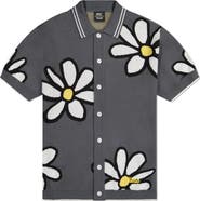 WeSC Daisy Jacquard Short Sleeve Cotton Button-Up Polo Sweater