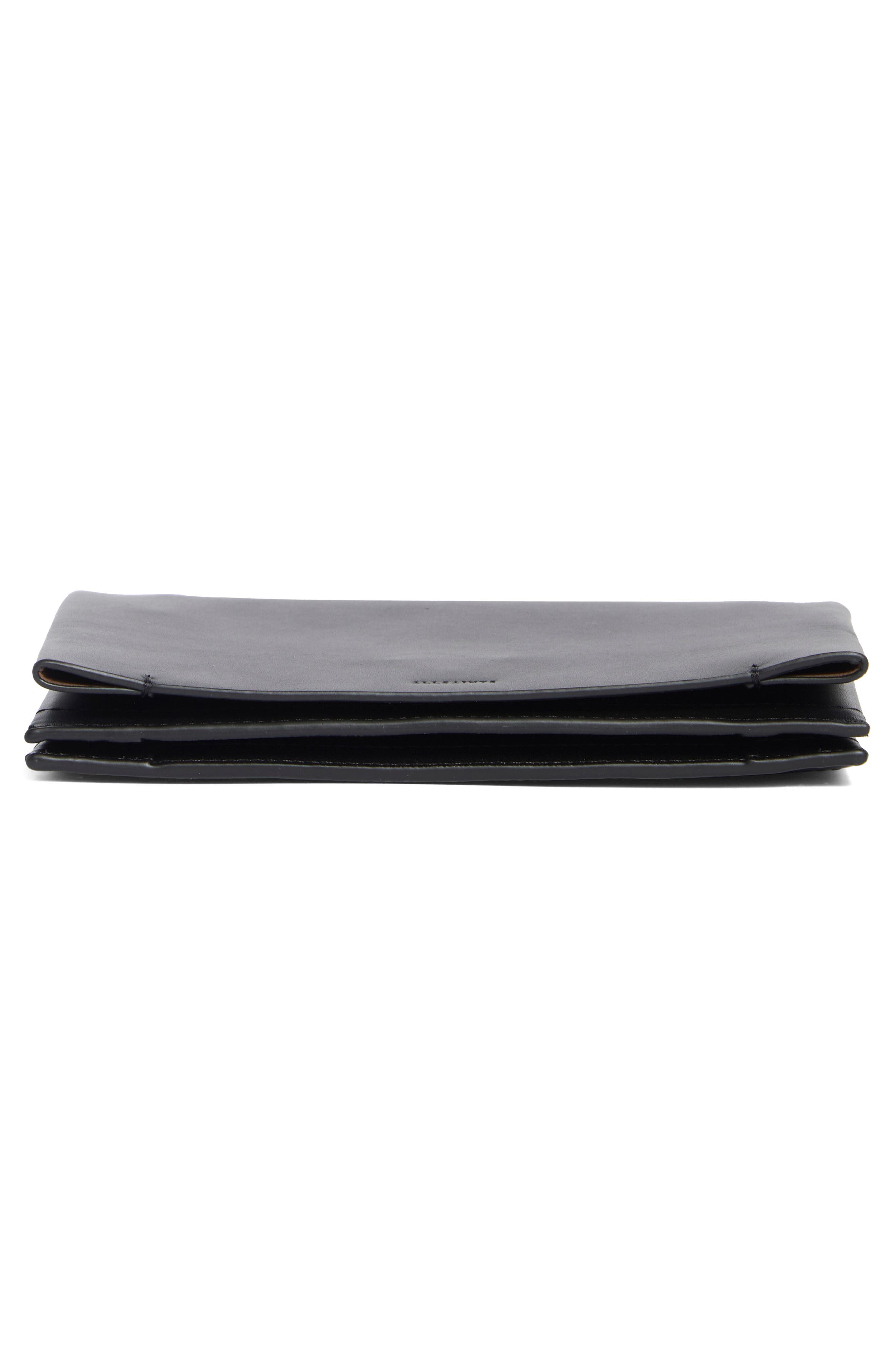 Yua Leather Clutch, Alternate, color, BLACK