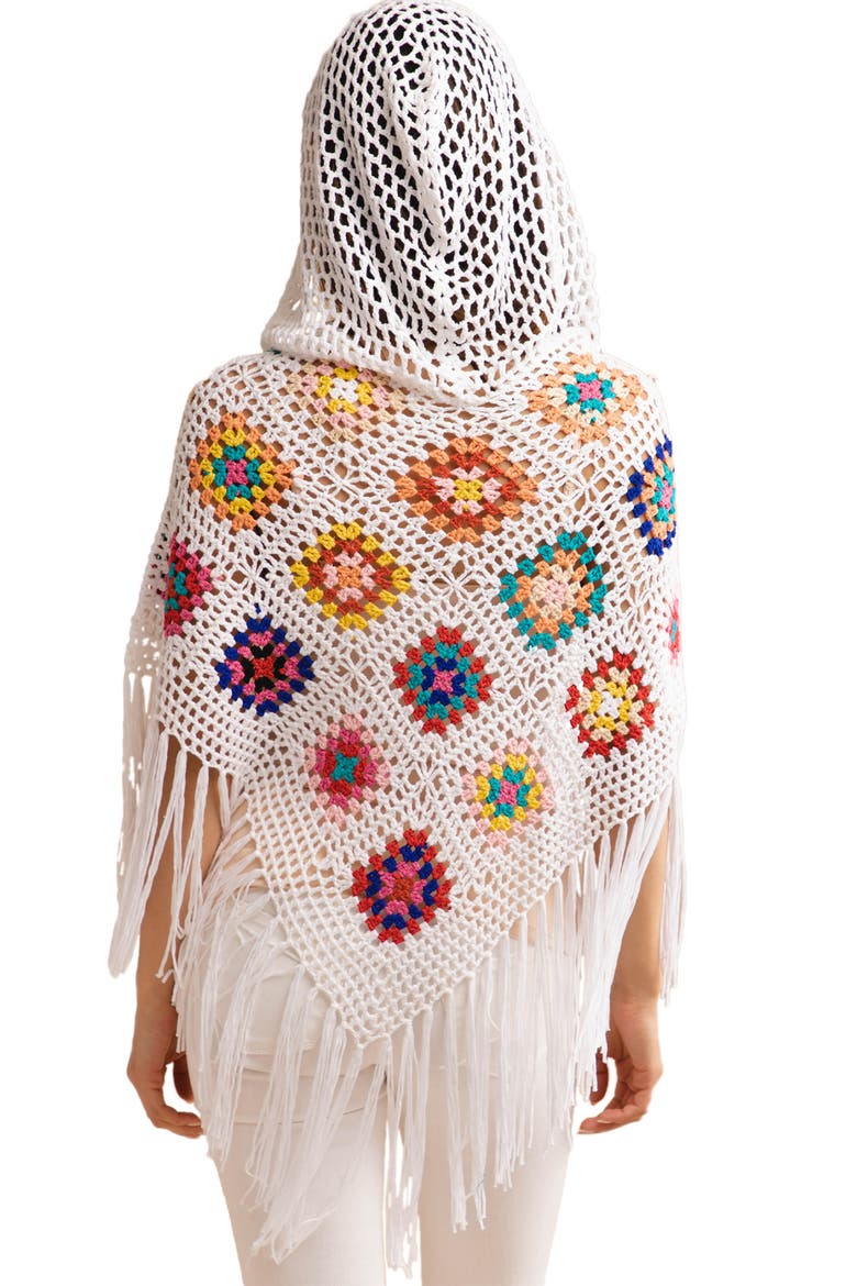 Square Crochet Poncho, Alternate, color, WHITE