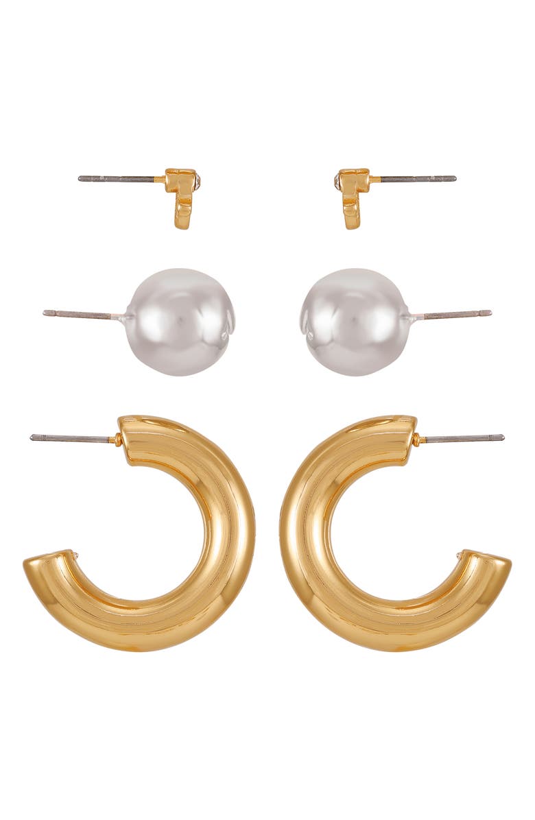 True Religion Two-Tone 3-Pack Assorted Earrings, Alternate, color, Two Tone