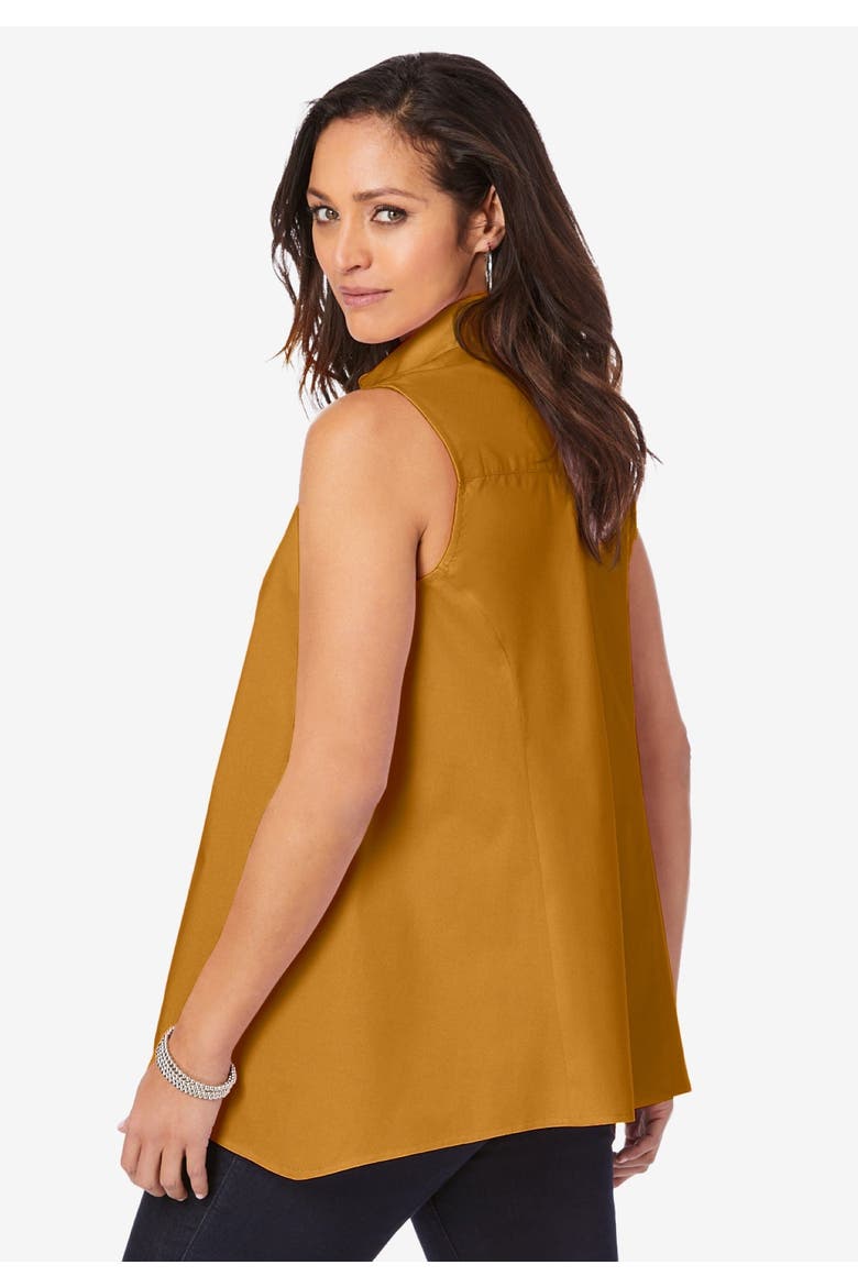 Stretch Cotton Poplin Sleeveless Shirt, Alternate, color, SUNSET YELLOW