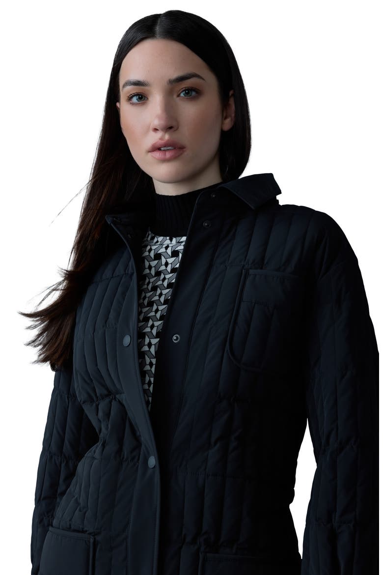Tadoka Down & Feather Long Hooded Coat, Alternate, color, BLACK