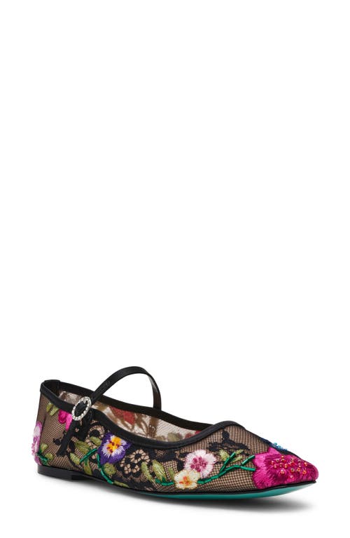 Betsey Johnson Nova Mary Jane Flat in Black Multi Floral 