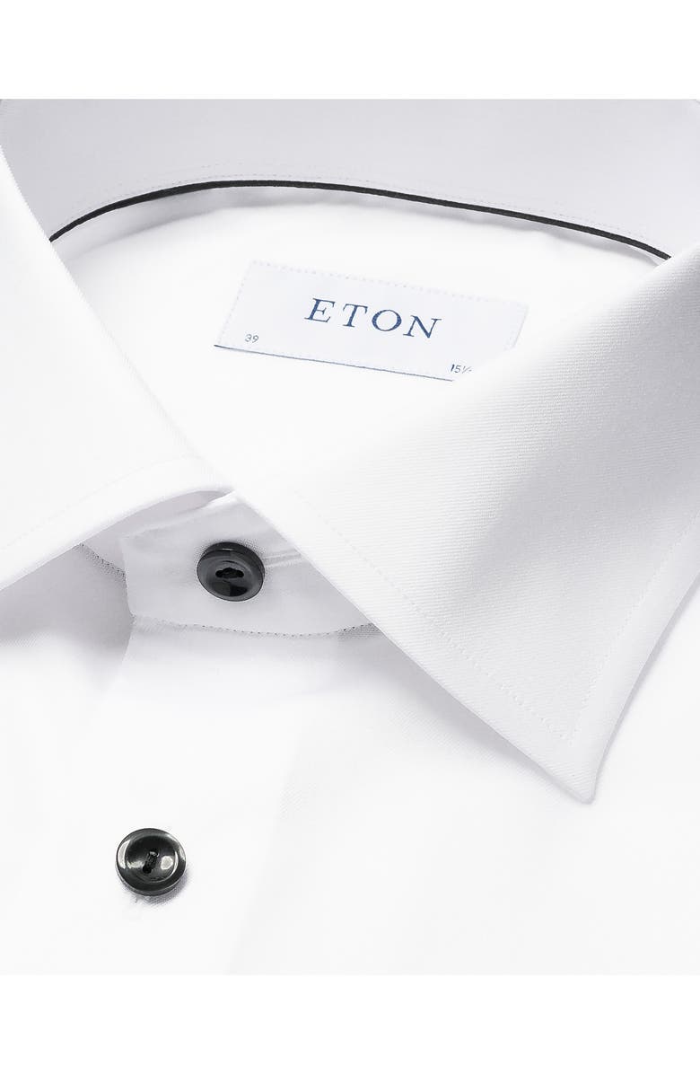 Eton Contemporary Fit White Cotton Twill Dress Shirt, Alternate, color, White