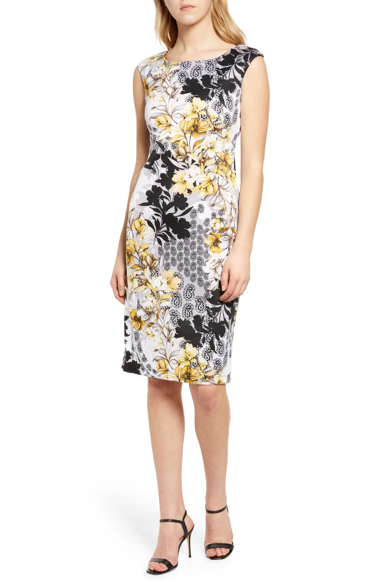 Connected Apparel Cap Sleeve Sheath Dress, Main, color, 