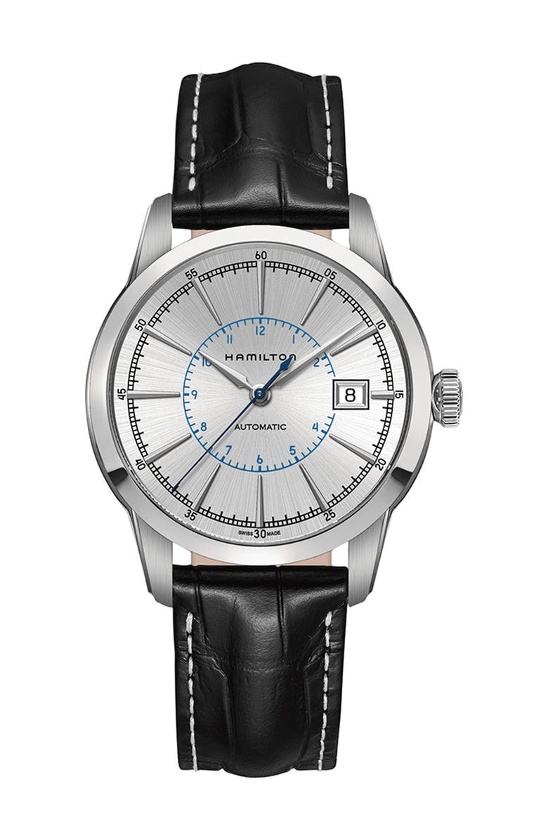 Hamilton Men's Railroad Automatic Embossed Leather Strap Watch, 40mm, Main, color,
