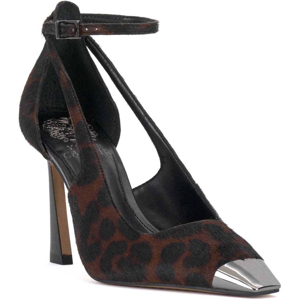 Vince Camuto Sachel Genuine Calf Hair Cap Toe Pump In Deep Natural