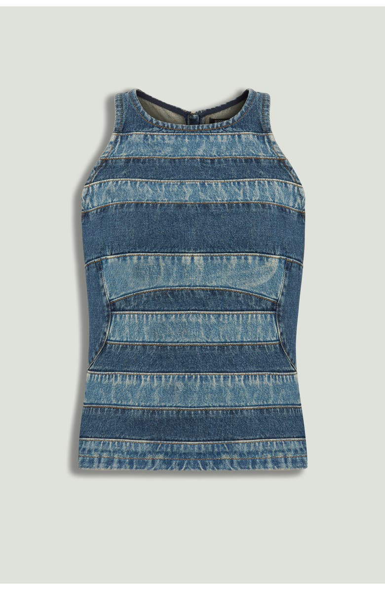 Nocturne Halter Neck Denim Blouse, Alternate, color, Indigo Bkue