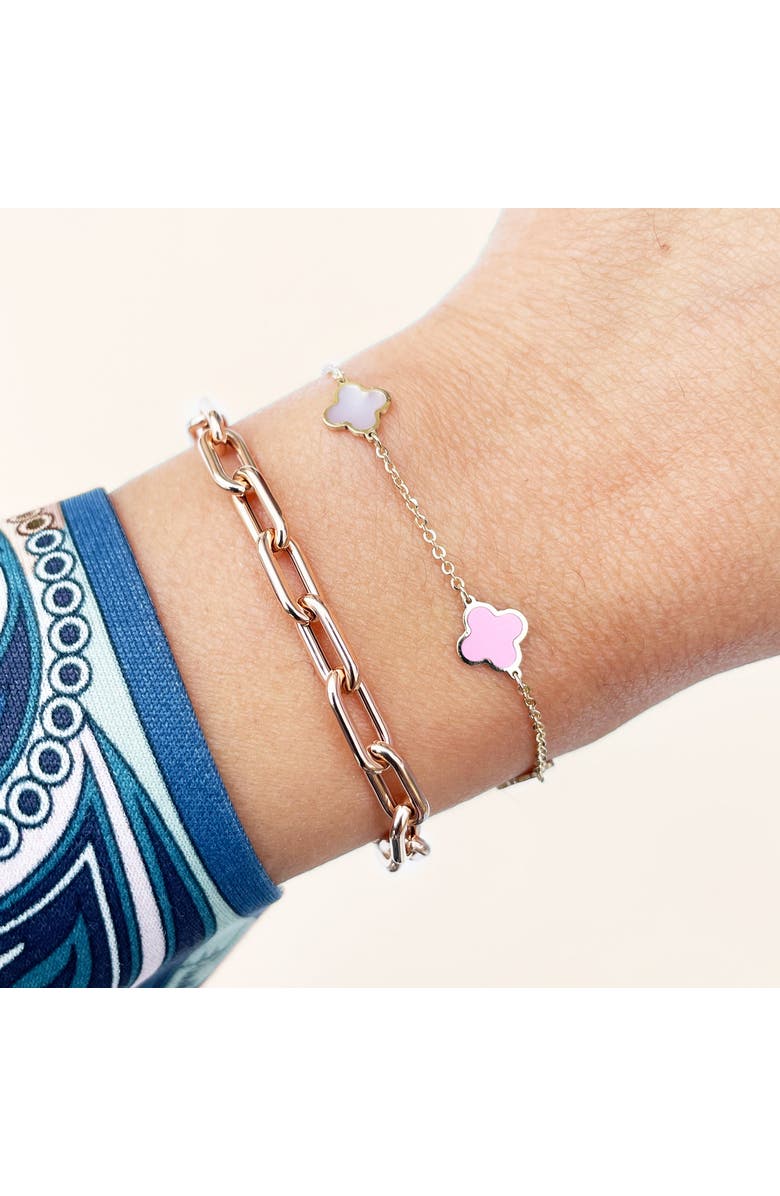 The Lovery Fine Jewelry Mini Pink Mixed Clover Bracelet, Alternate, color, Pink Mixed