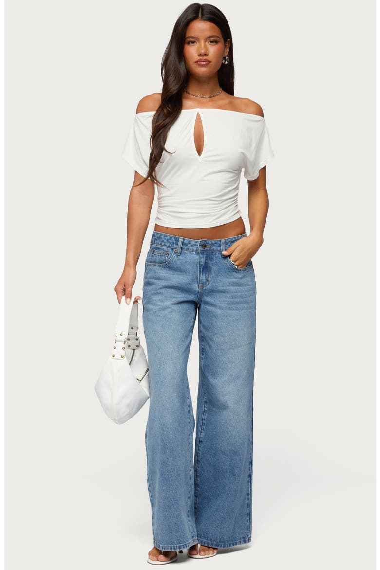 Hecate Off the Shoulder Keyhole Top, Alternate, color, WHITE