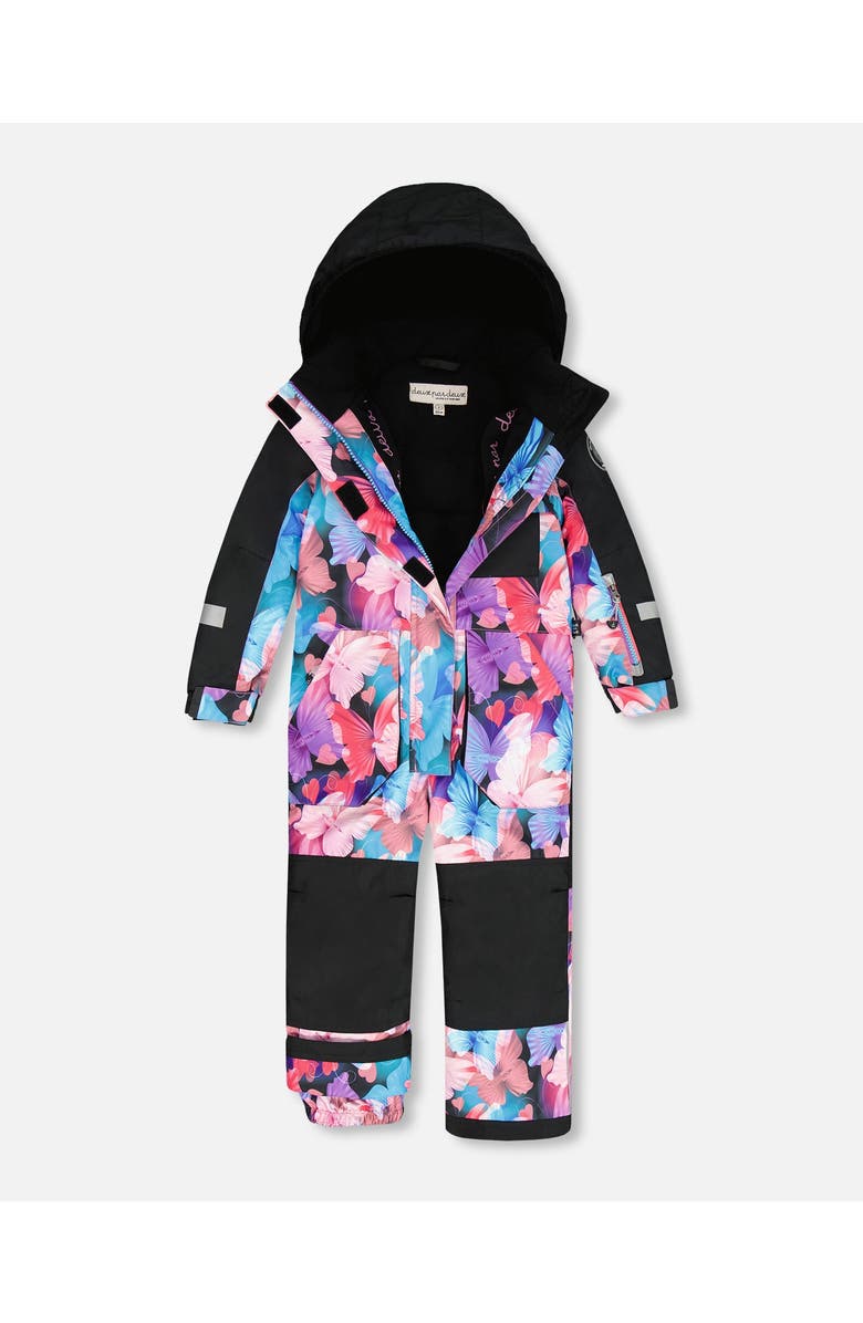 Deux par Deux One-Piece Play Snowsuit Butterfly, Alternate, color, Black