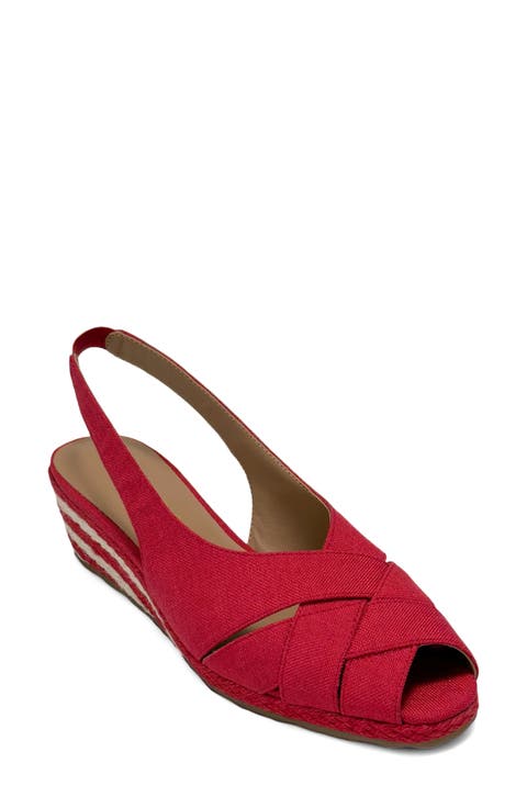 Roberta Linen Slingback Espadrille Wedge Sandal (Women)