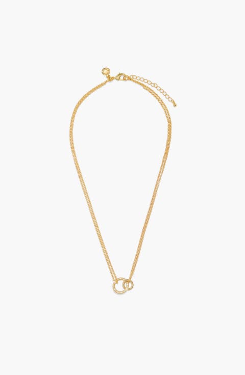 Evermore Linked Circles Necklace In Gold-Tone Plating