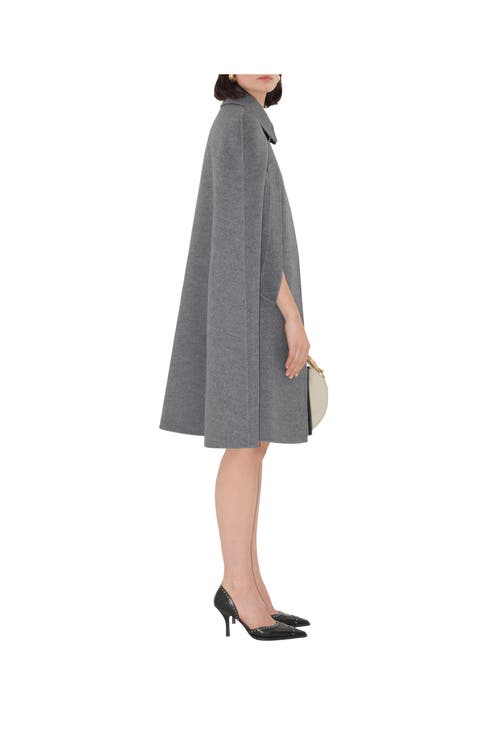 Shop Burberry Wool Cashmere Cape In Iron Grey