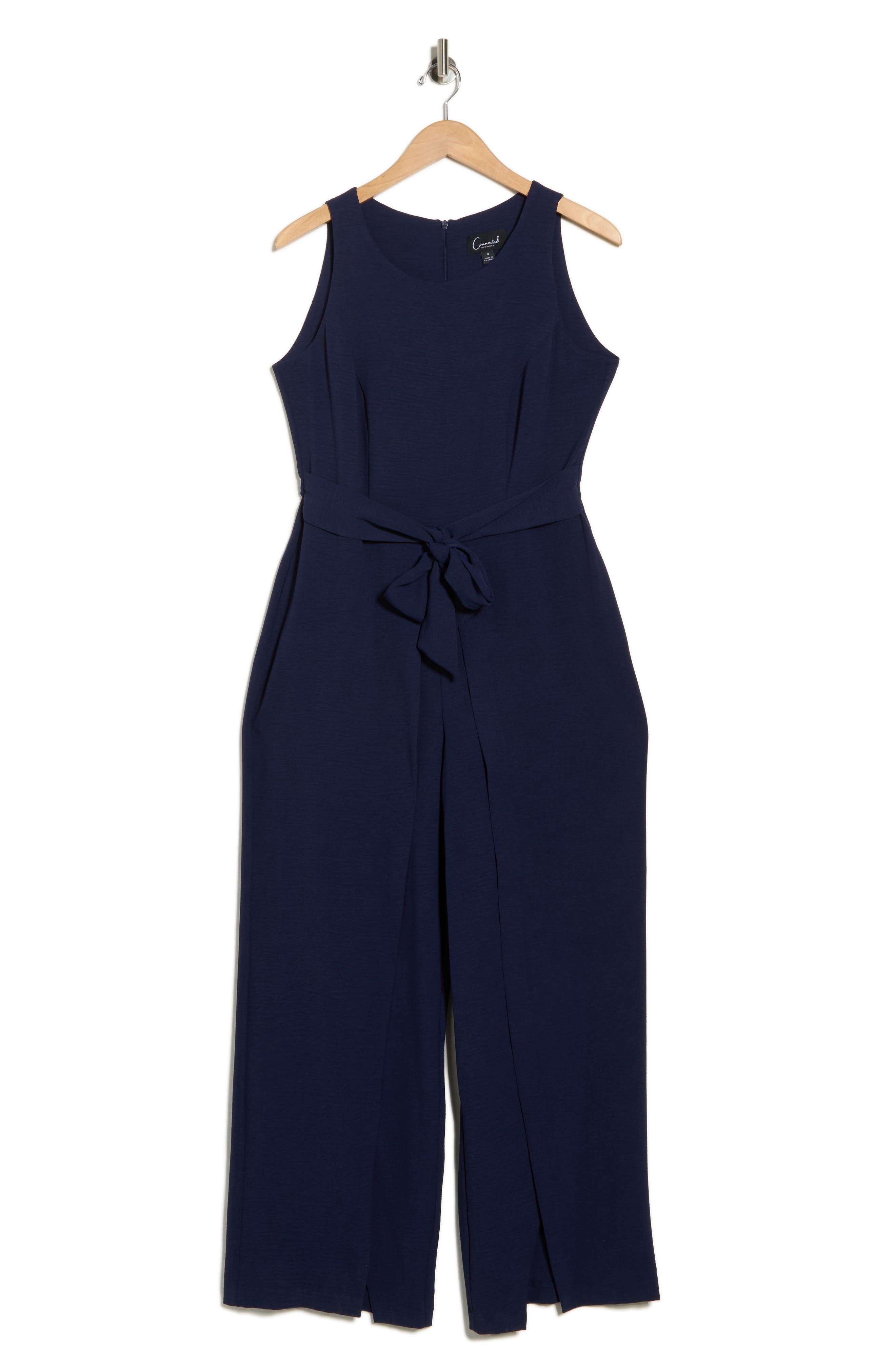 Connected Apparel Sleeveless Tie Waist Jumpsuit