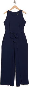 Connected Apparel Sleeveless Tie Waist Jumpsuit