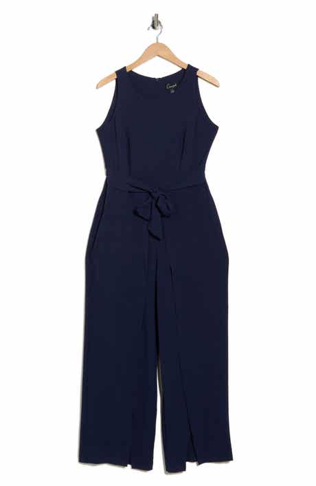Connected Apparel Sleeveless Tie Waist Jumpsuit