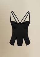 Contessa Mills Madeleine Fitted Corset-Inspired Poplin Top