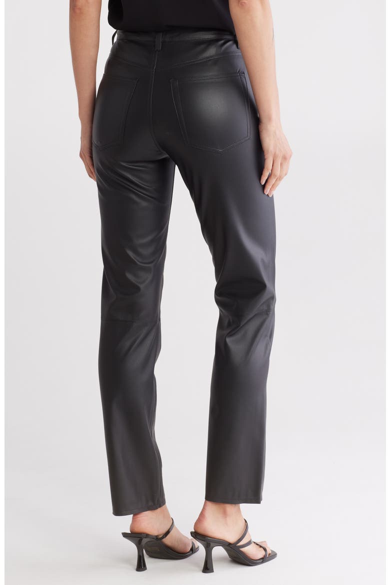 Alexxis High Waist Faux Leather Straight Leg Pants, Alternate, color, SUPER BLACK