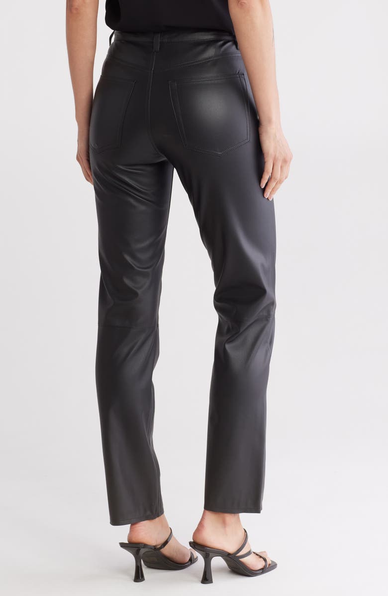 AG Alexxis High Waist Faux Leather Straight Leg Pants, Alternate, color, Super Black