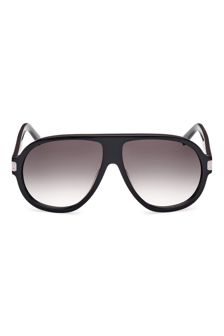 59mm Pilot Sunglasses, Main, color, SHINY BLACK / GRADIENT SMOKE