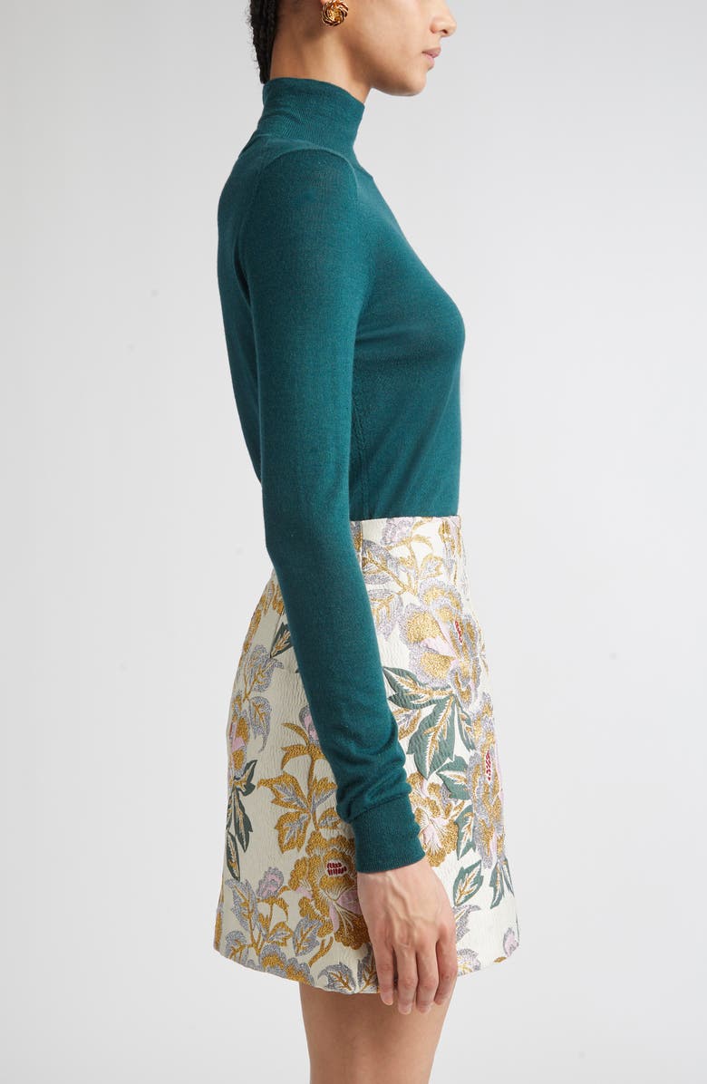 Carolina Herrera Virgin Wool & Silk Mock Neck Sweater, Alternate, color, Pine Green